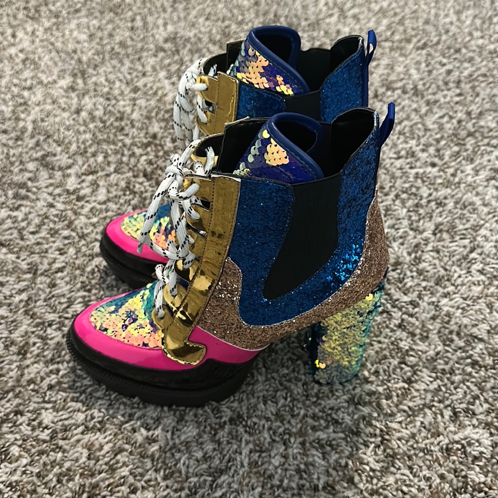 Multicolored sequin/glitter boots (no box)